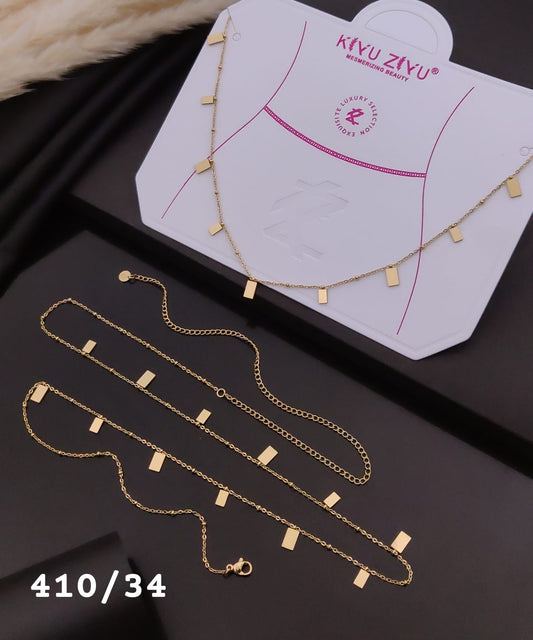 Minimal Rectangle Charm Gold Waist Chain