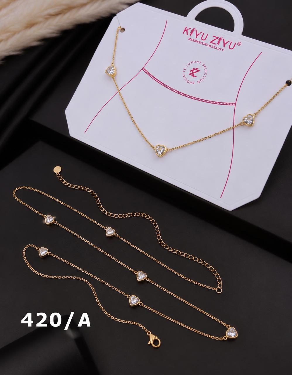 Crystal Heart Charm Gold Waist Chain