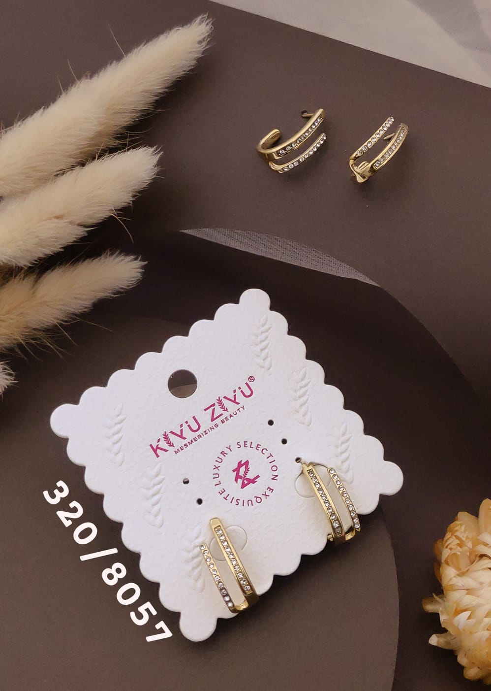 Gold-Tone Crystal Triple-Row Hoop Earrings