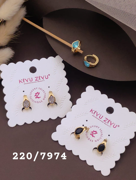 Golden Teardrop Crystal Stud Earrings