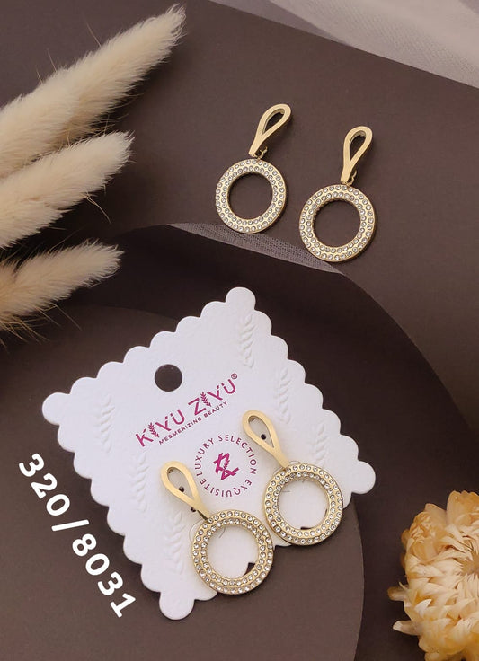 Golden Crystal Circle Drop Earrings