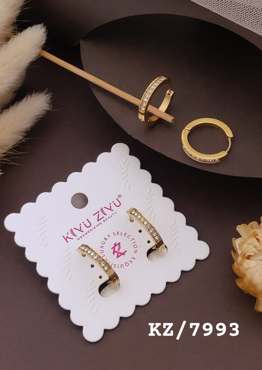 Golden Crystal Half-Hoop Earrings