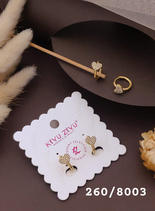 Golden Crystal Heart Hoop Earrings