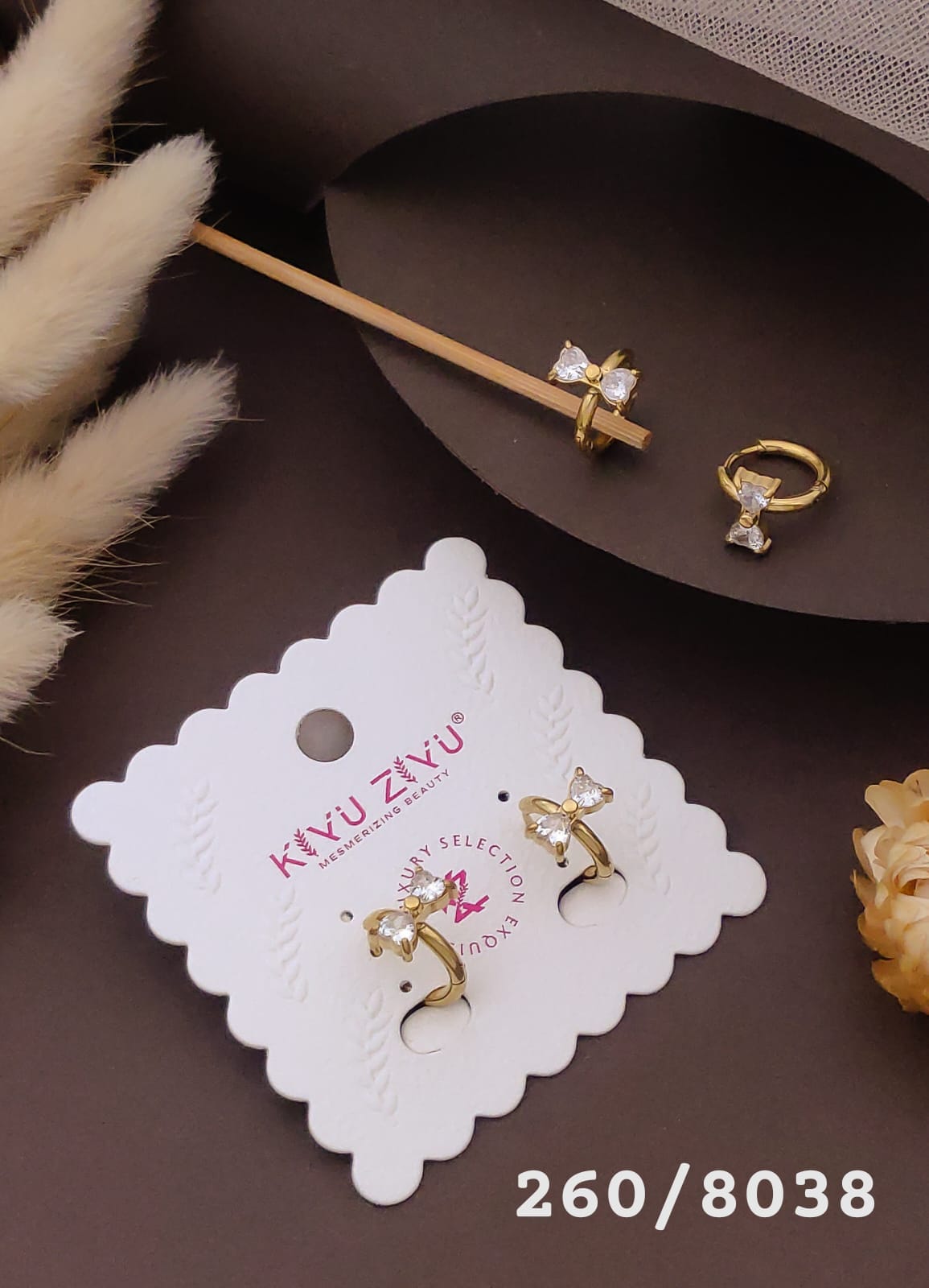 Golden Crystal Floral Hoop Earrings