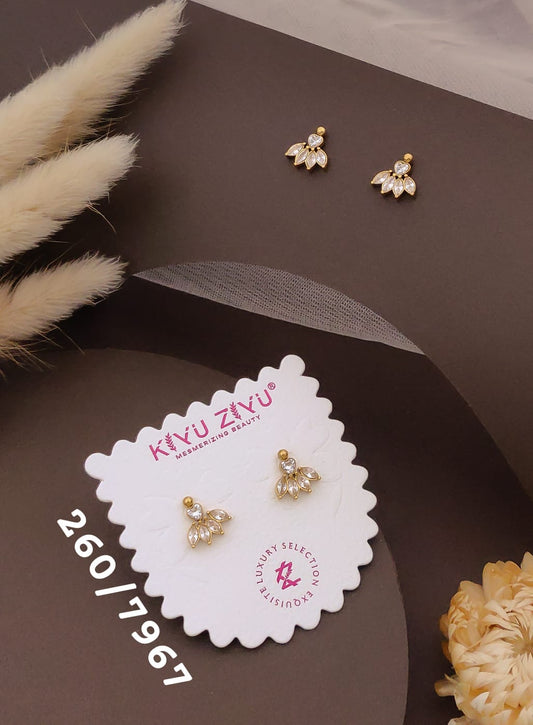 Golden Crystal Floral Stud Earrings