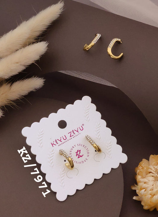 Golden Crystal Huggie Hoop Earrings