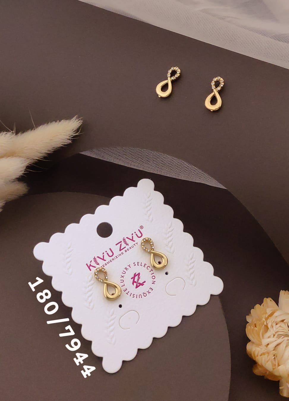 Golden Infinity Crystal Drop Earrings