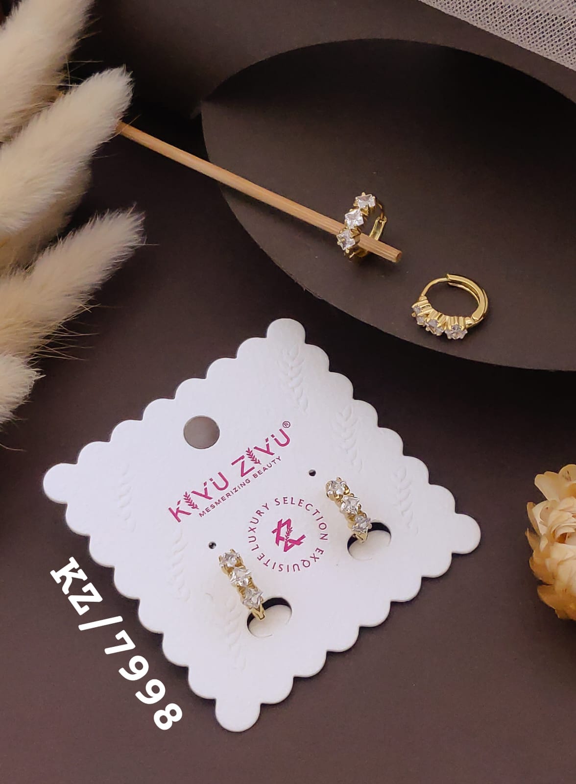 Golden Crystal Cluster Hoop Earrings