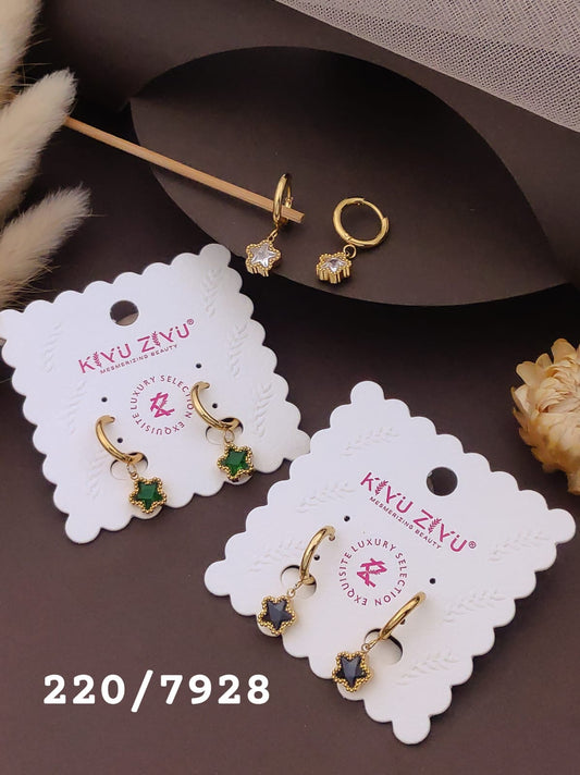 Elegant Star Crystal Drop Hoop Earrings