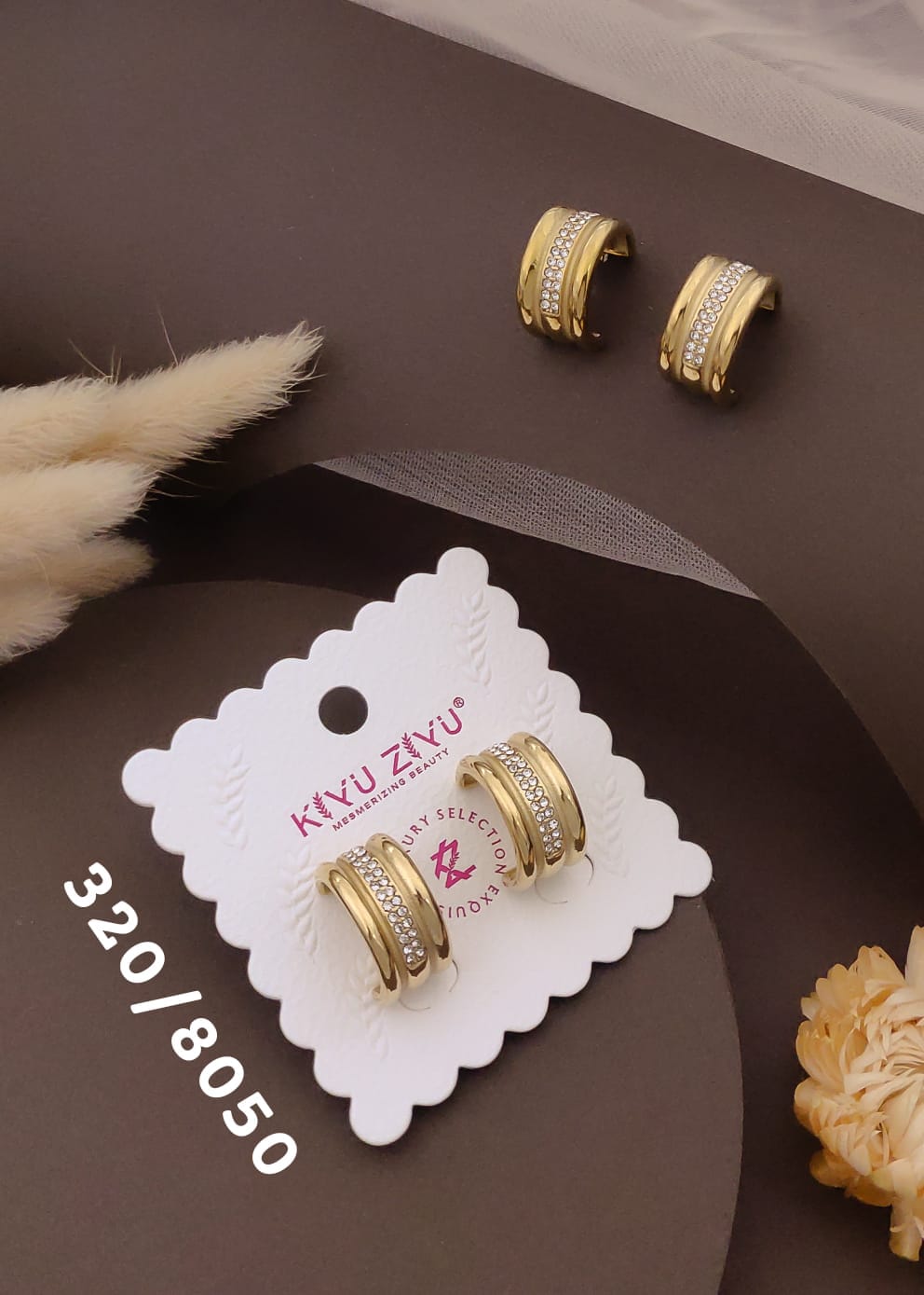 Luxury Crystal-Strip Gold Hoop Earrings