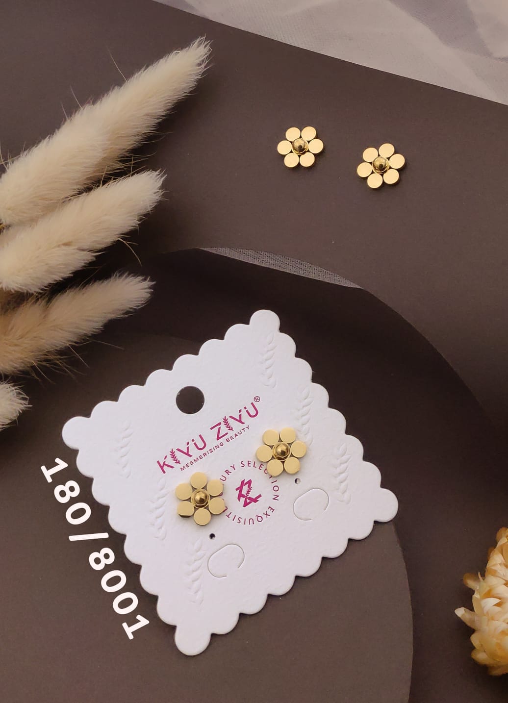 Golden Bloom Floral Stud Earrings