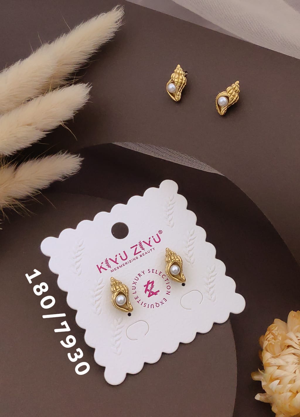 Royal Pearl Gold Stud Earrings