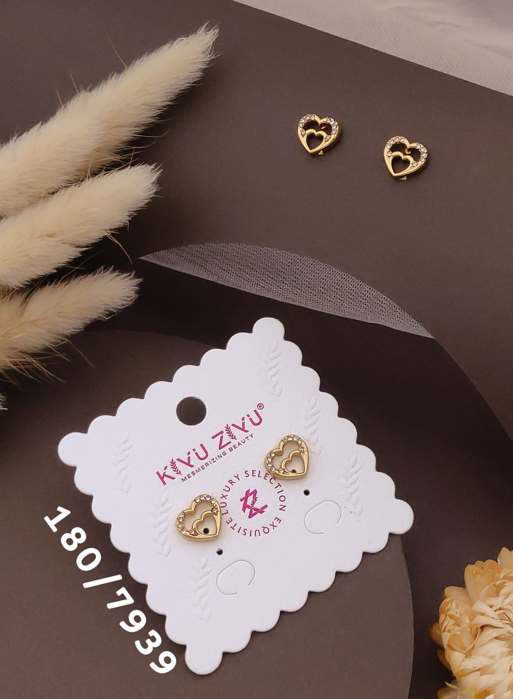 Elegant Crystal Heart Openwork Stud Earrings