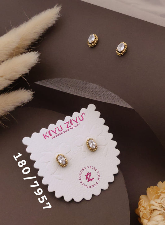 Vintage Gold Beaded Crystal Stud Earrings