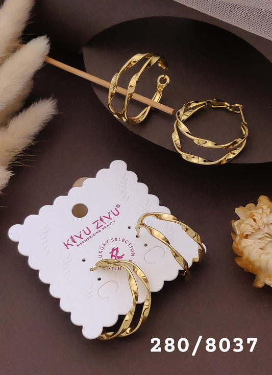 Luxury Gold Double-Band Twist Hoop Earrings