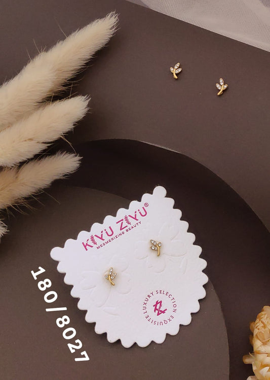 Golden Crystal Leaf Stud Earrings