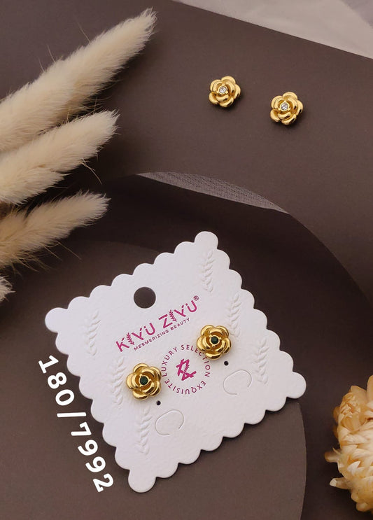 Golden Bloom Crystal Flower Stud Earrings