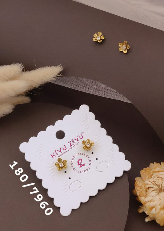 Golden Floral Crystal Stud Earrings