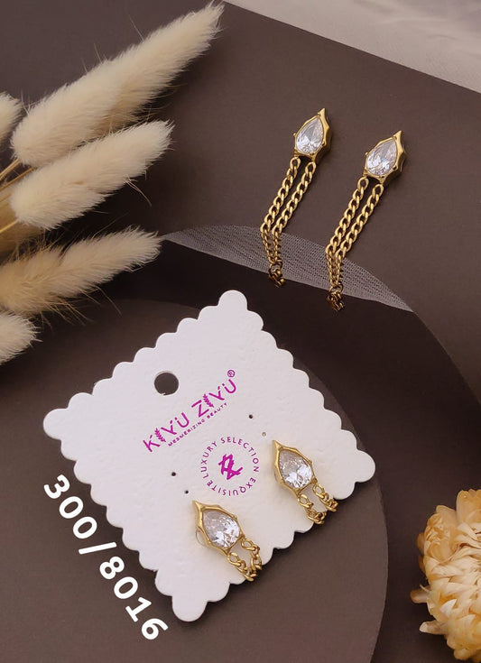 Golden Crystal Chain Drop Earrings