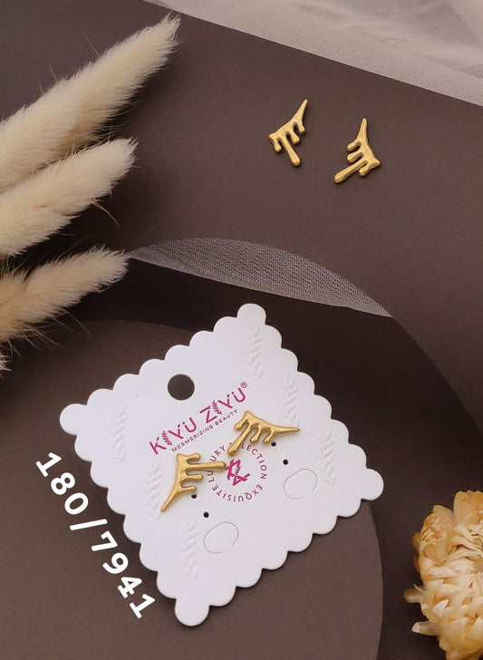 Golden Abstract Statement Stud Earrings