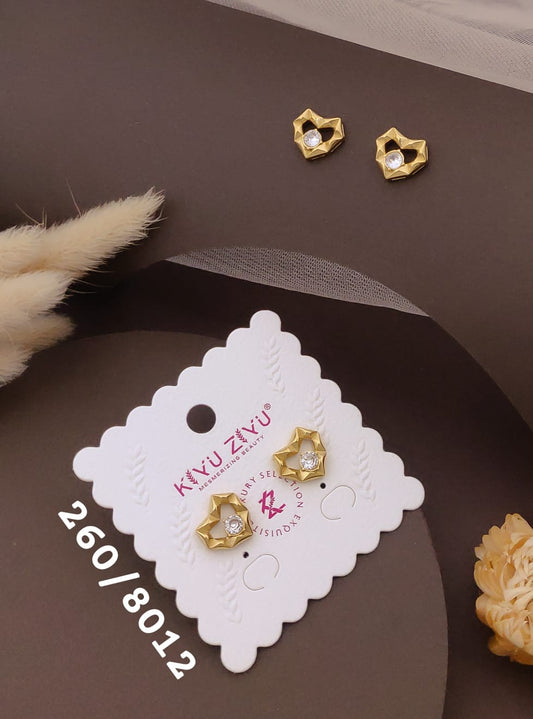 Golden Geometric Crystal Stud Earrings