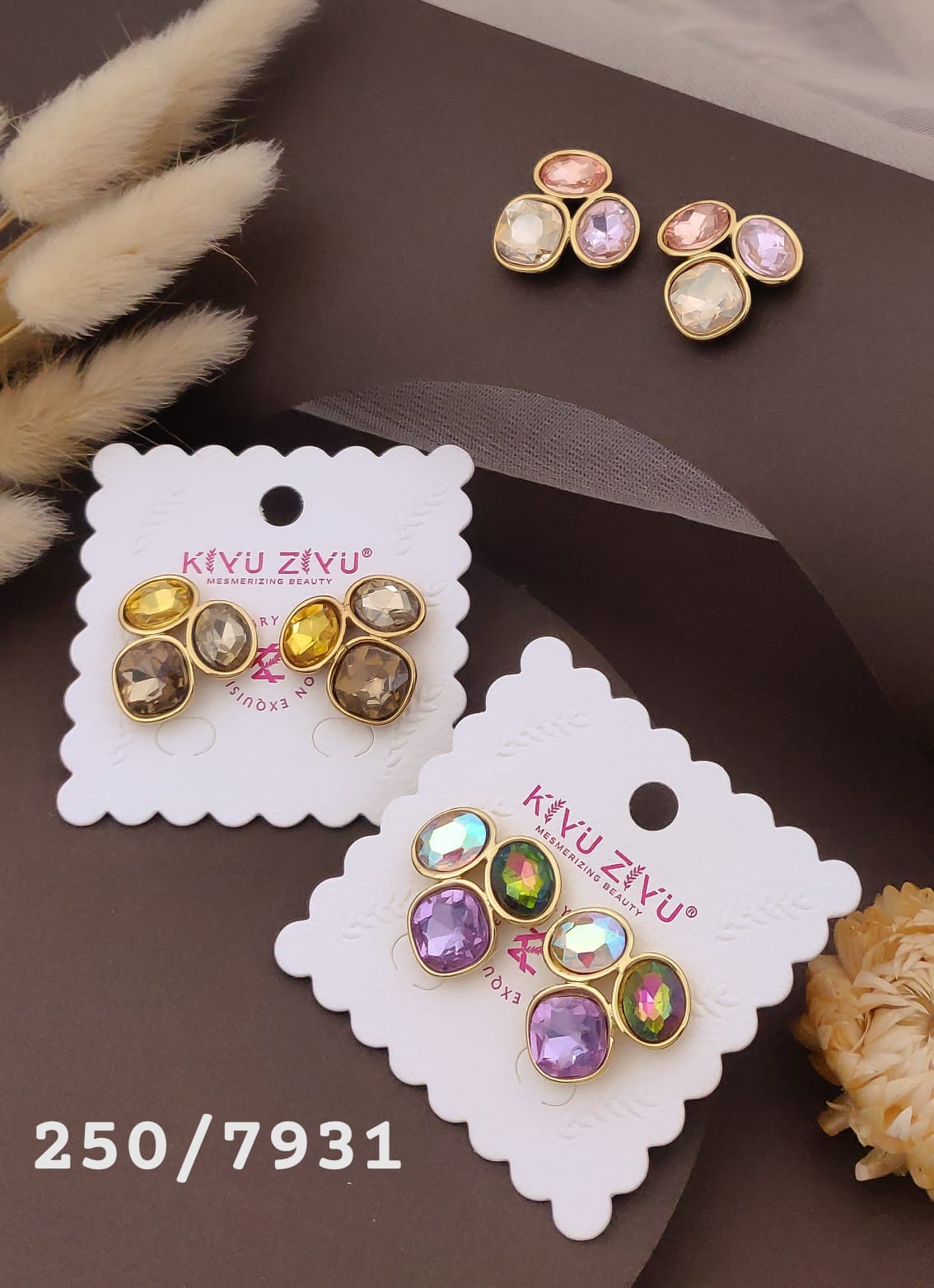 Multicolor Crystal Cluster Statement Earrings