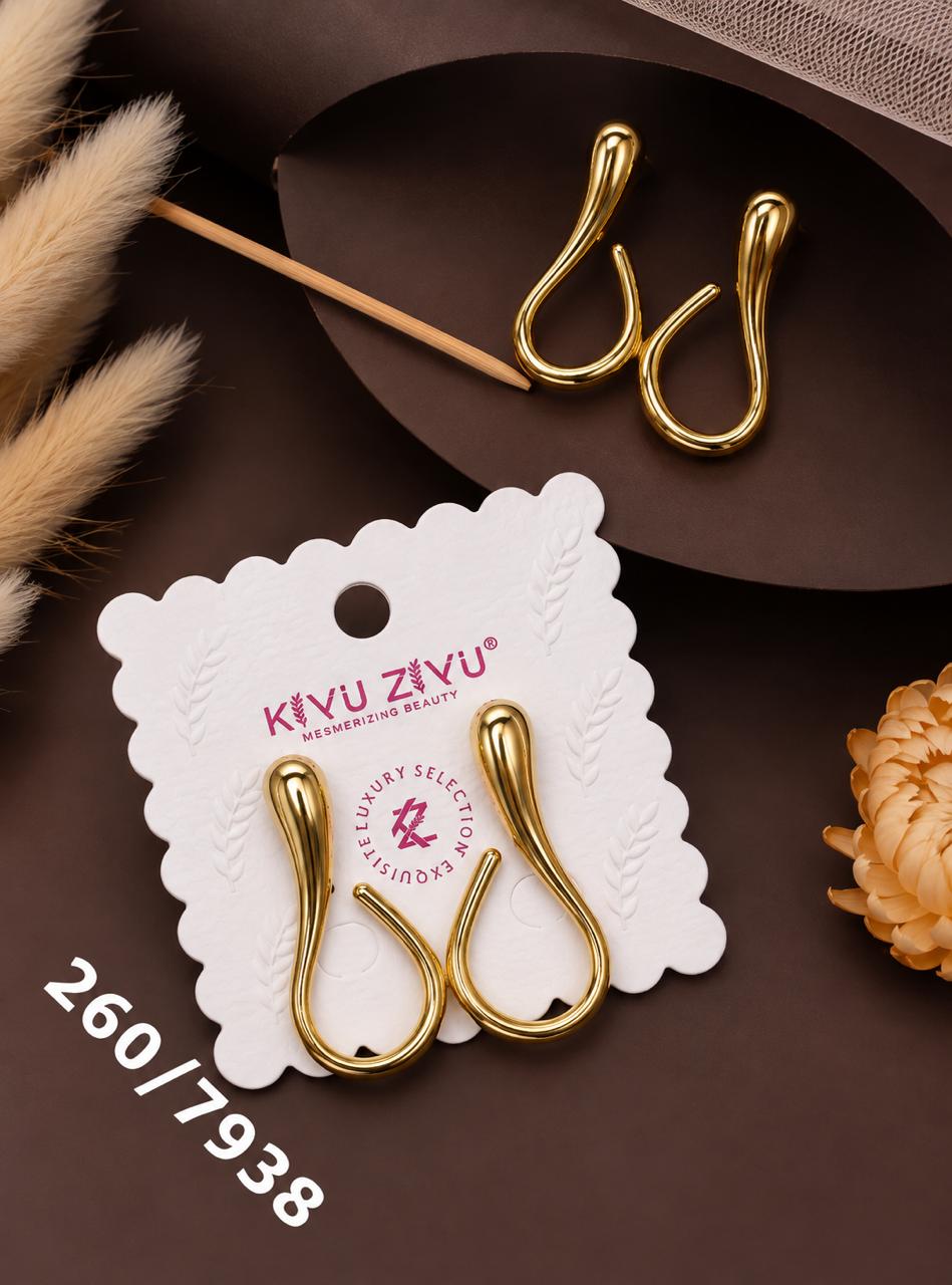 Elegant Sculpted U-Shape Gold Drop Earrings