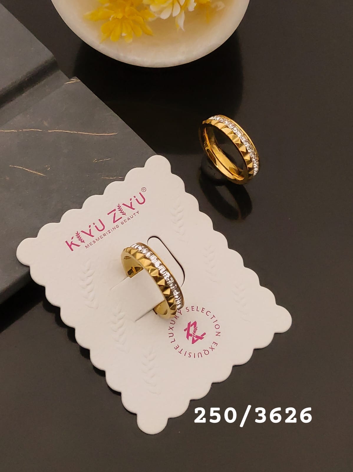 Elegant Gold-Tone Crystal Edge Band Ring