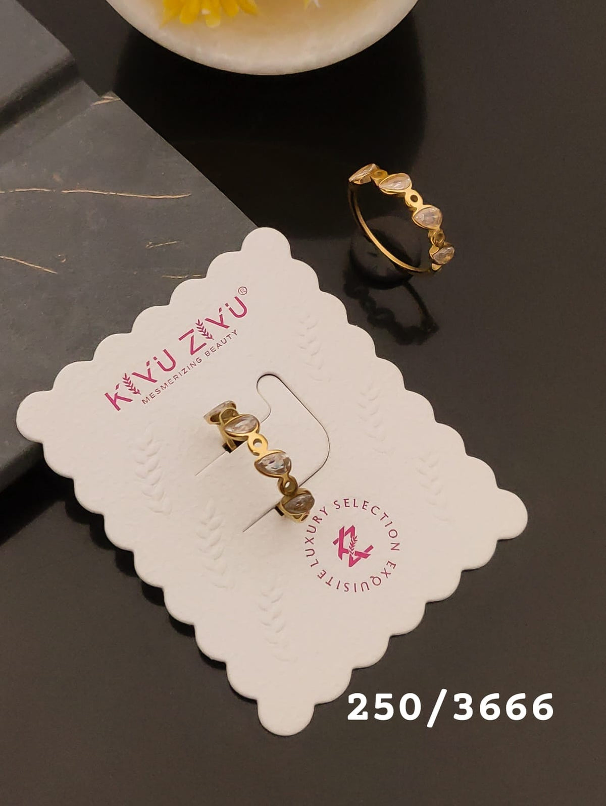 Elegant Gold-Tone Oval Crystal Ring