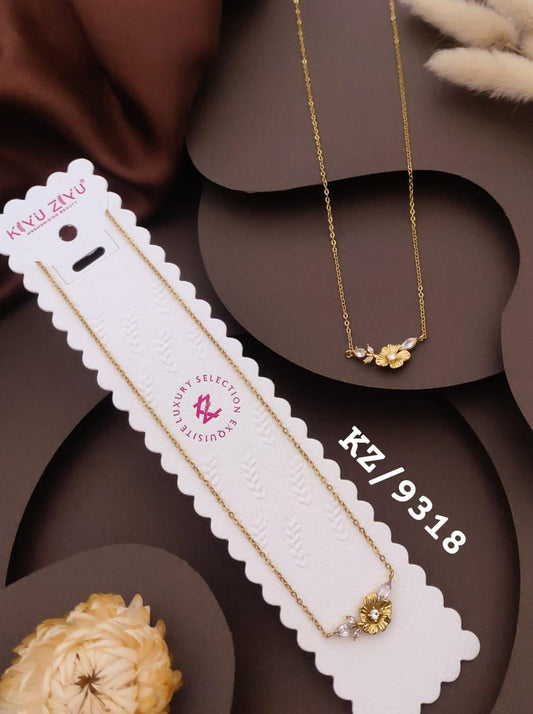 Elegant Floral Crystal Pendant Necklace