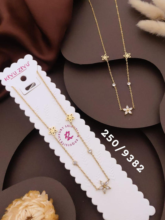 Elegant Floral Crystal Layered Necklace