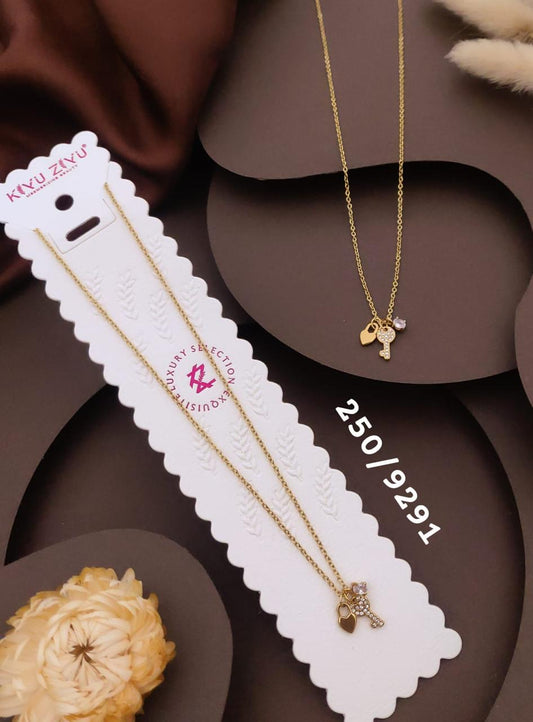 Elegant Key & Heart Charm Necklace