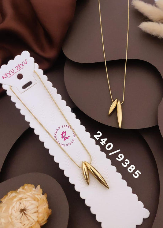 Elegant Gold-Tone Double Leaf Pendant Necklace