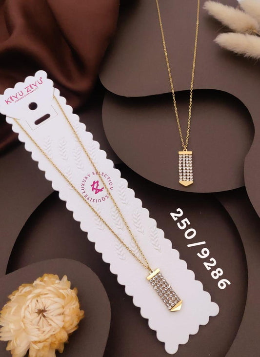 Elegant Crystal Bar Pendant Necklace