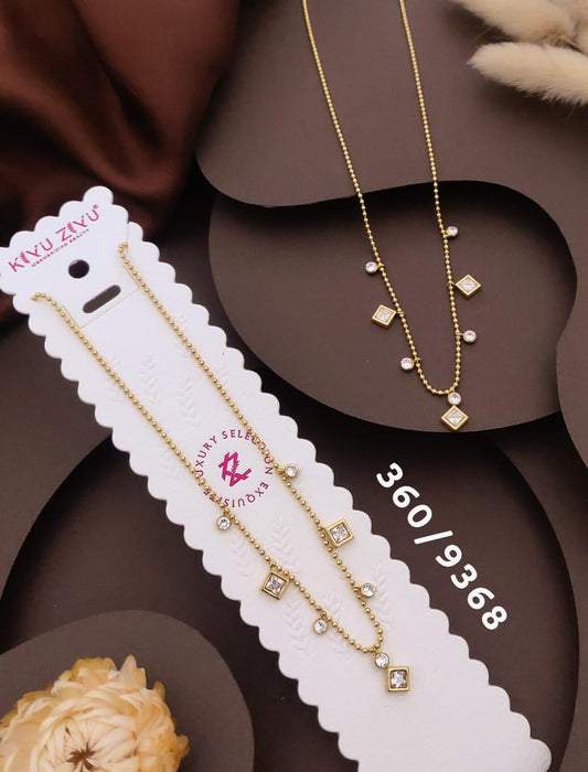 Elegant Gold-Tone Geometric Crystal Layered Necklace