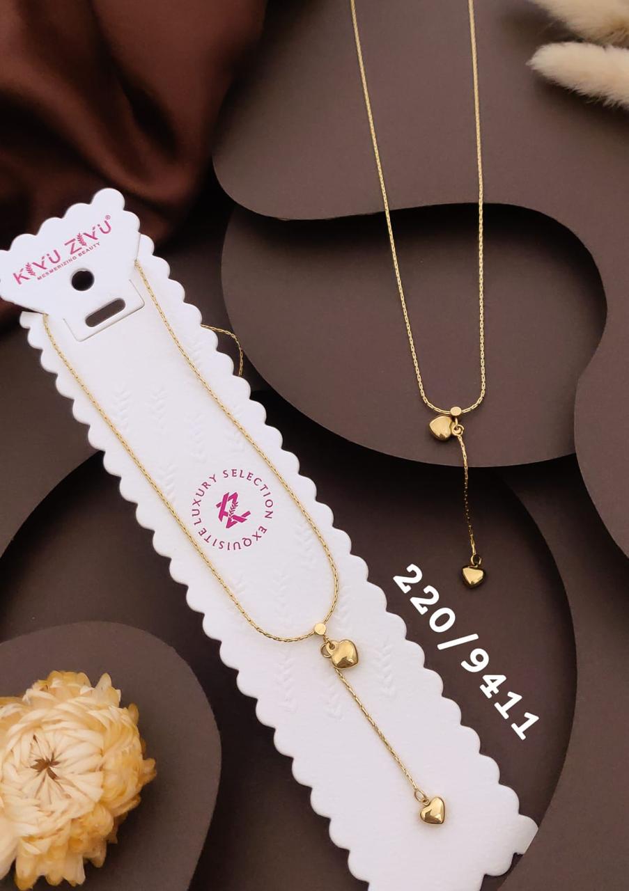 Elegant Heart Drop Gold-Tone Necklace