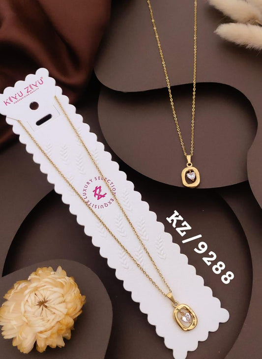 Elegant Oval Crystal Gold-Tone Necklace