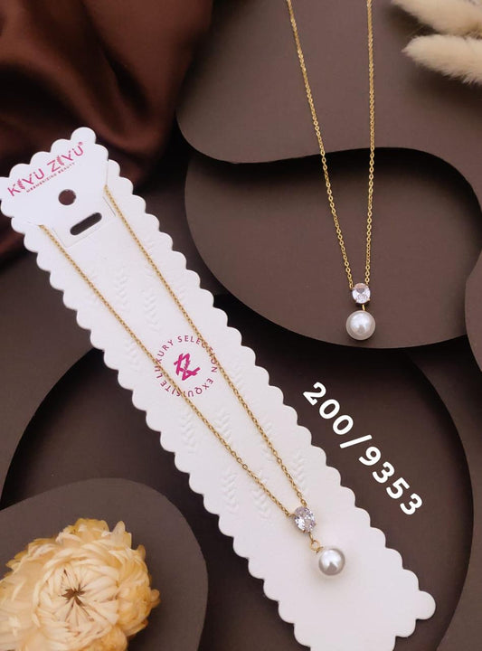 Elegant Pearl & Crystal Drop Pendant Necklace