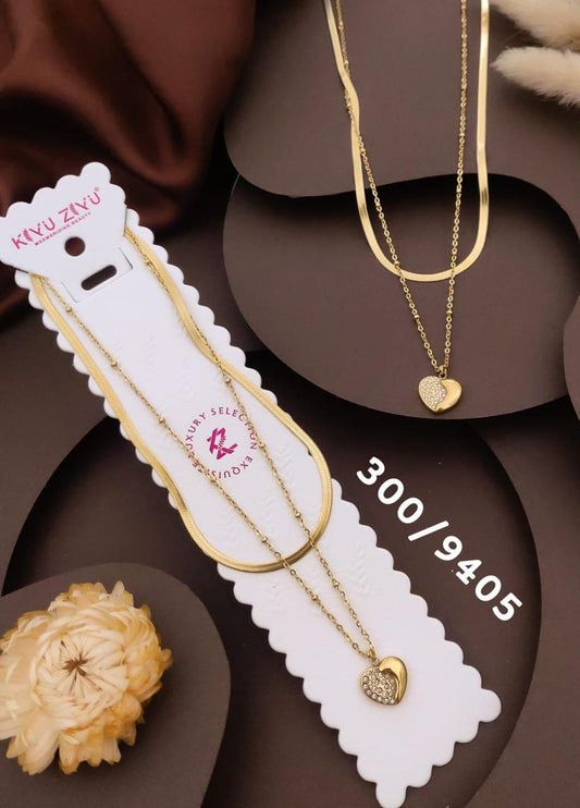 Elegant Double-Layer Heart Crystal Necklace