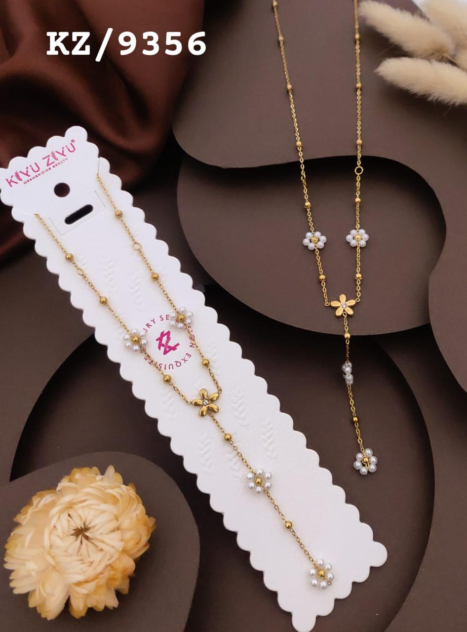 Elegant Floral Pearl Y-Necklace