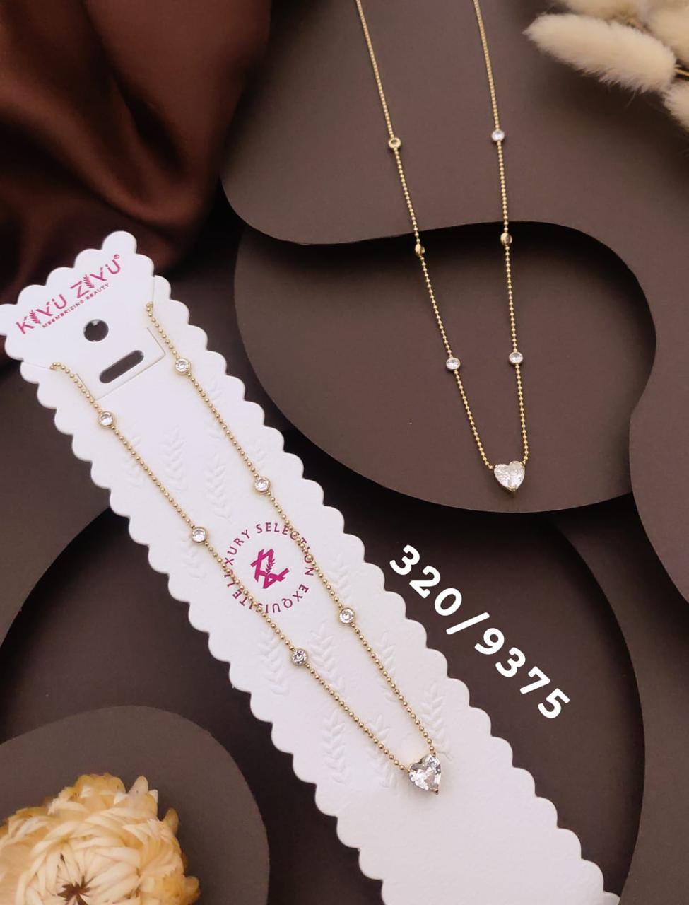 Crystal Heart Charm Beaded Chain Necklace