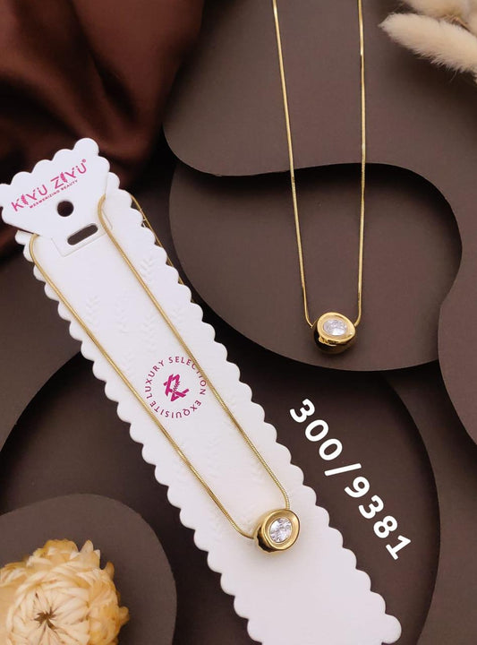 Elegant Round Crystal Gold-Tone Pendant Necklace
