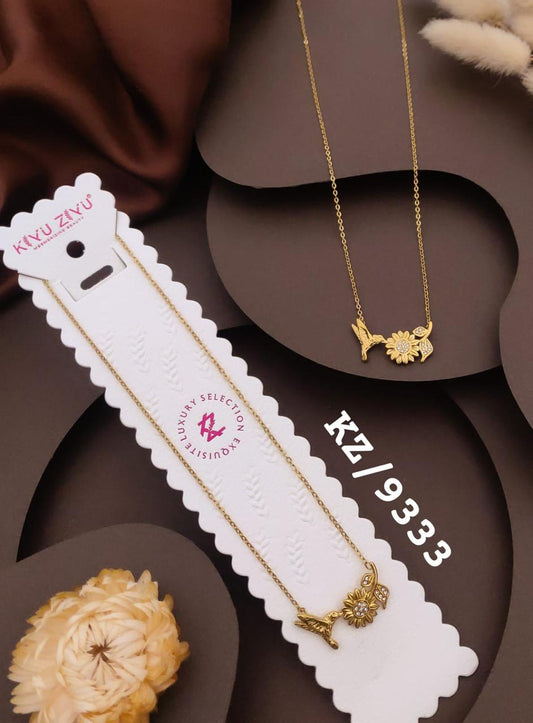 Elegant Hummingbird & Floral Crystal Pendant Necklace