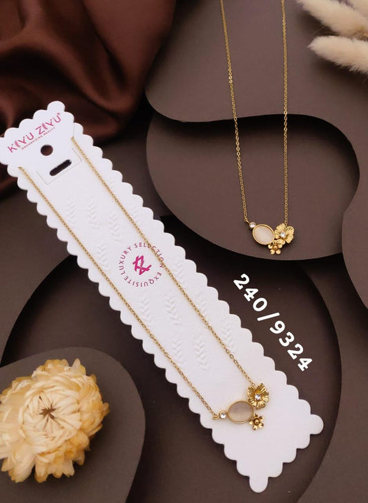 Elegant Floral Pearl & Crystal Pendant Necklace