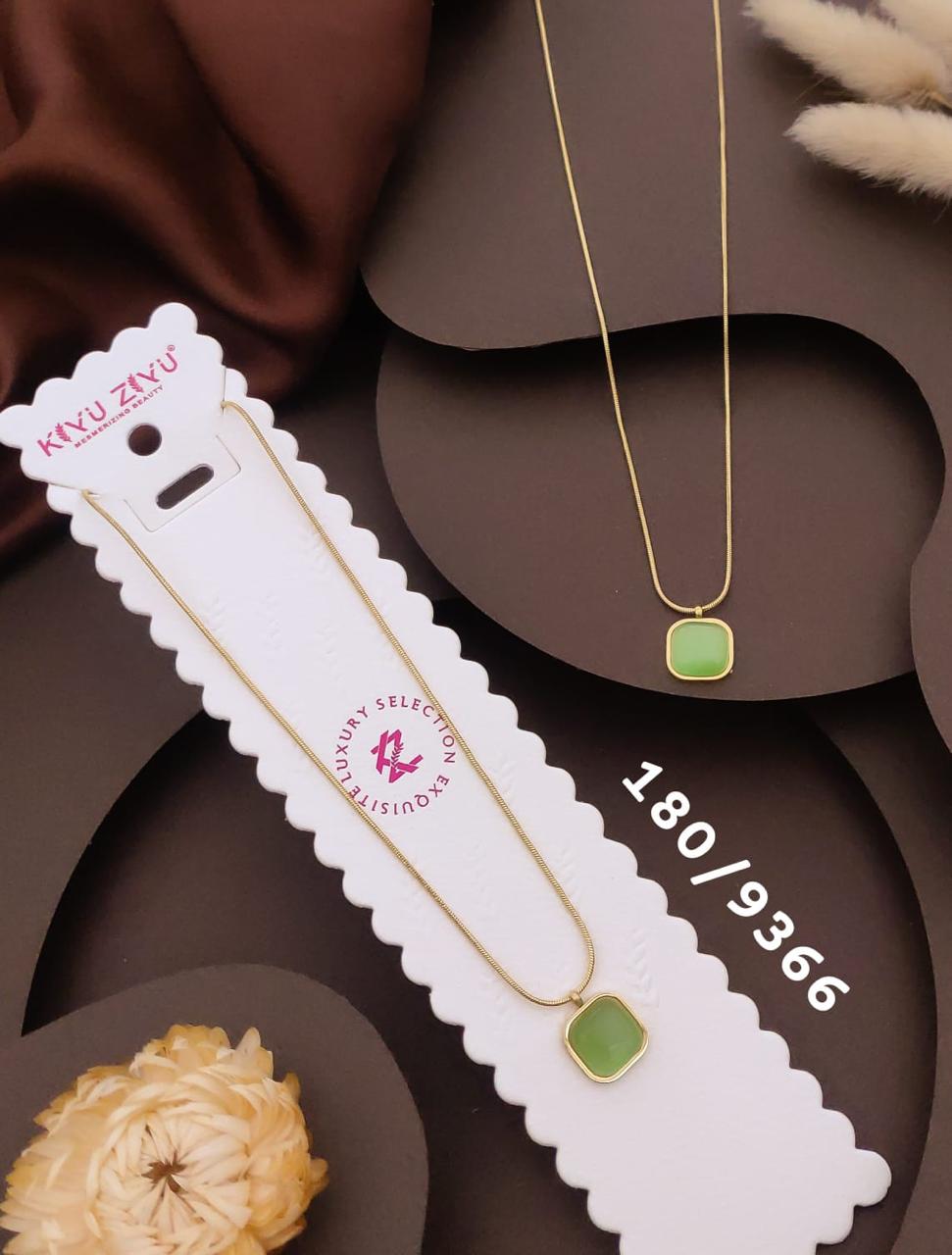 Elegant Green Square Stone Pendant Necklace