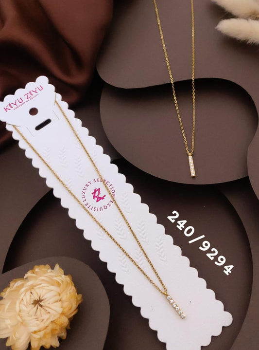 Elegant Crystal Bar Pendant Necklace