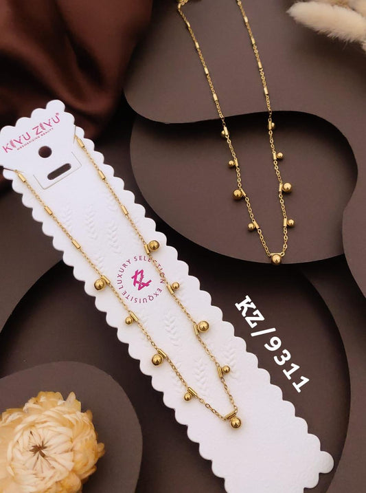 Elegant Gold Beaded Drop Chain Necklace