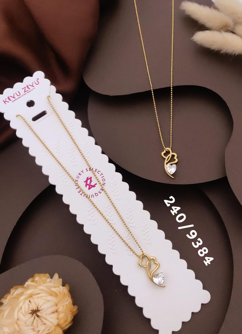 Elegant Gold-Tone Double Heart Crystal Pendant Necklace