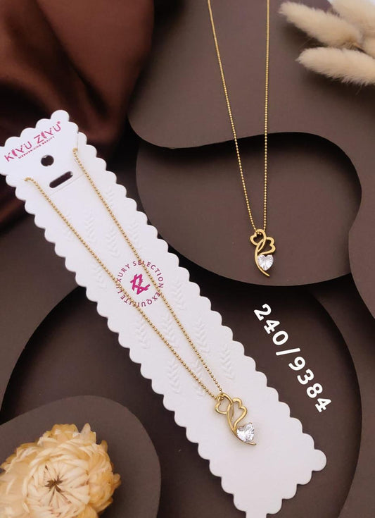 Elegant Gold-Tone Double Heart Crystal Pendant Necklace