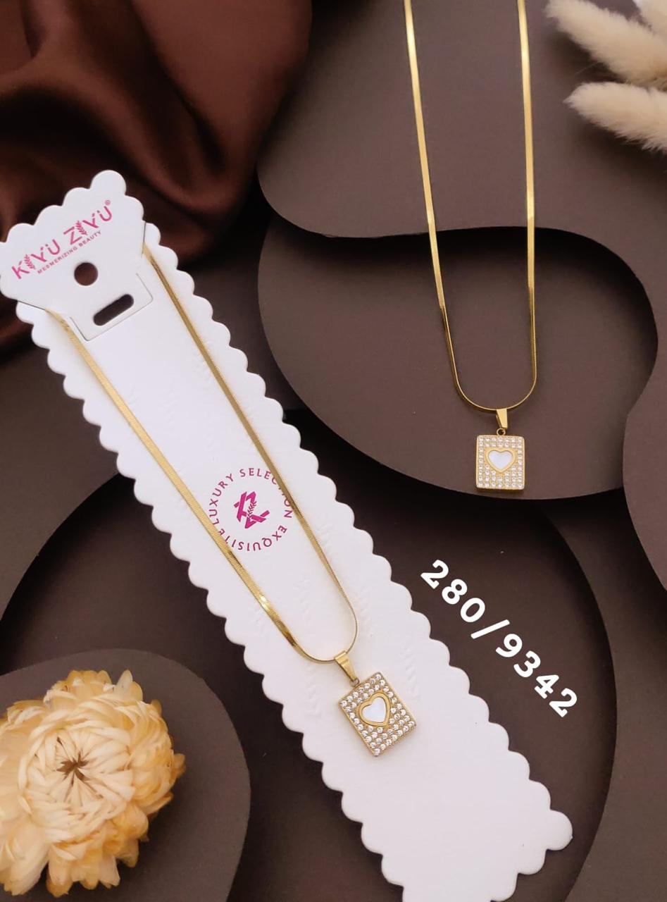 Elegant Gold-Tone Crystal Heart Square Pendant Necklace